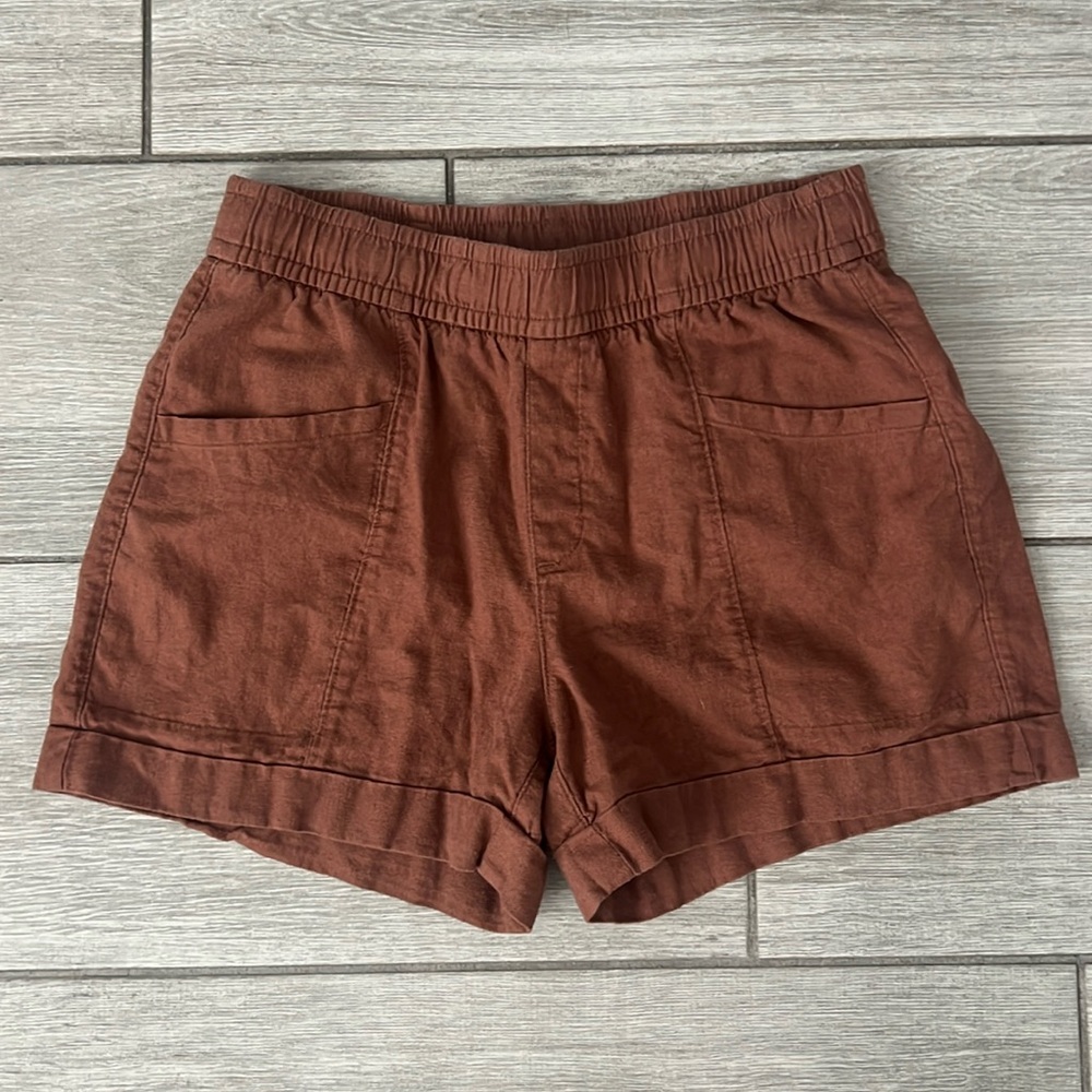 Old Navy Women's High Waist Brown Linen-Blend Shorts